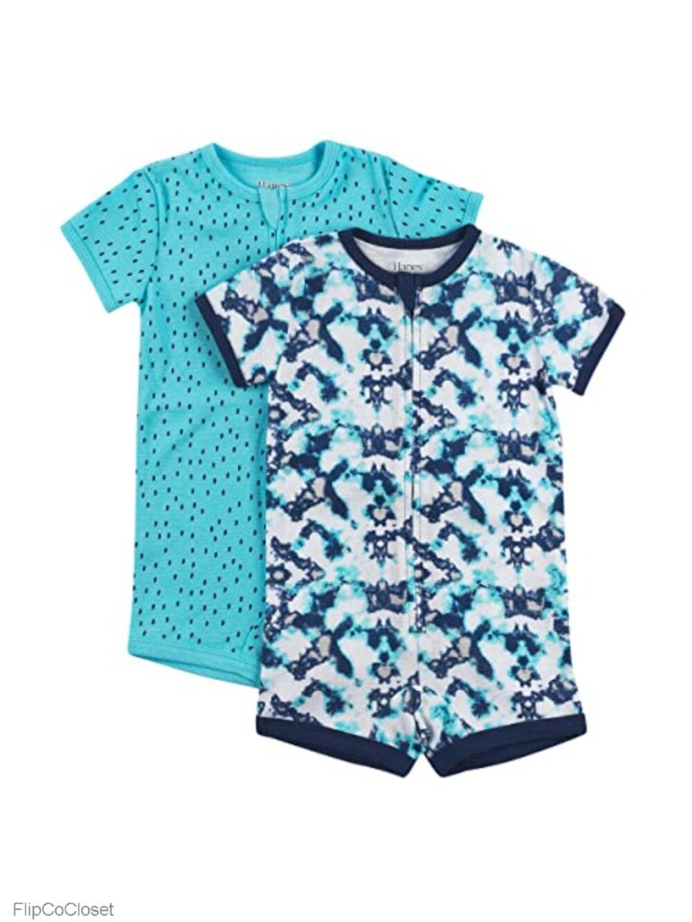Hanes Baby Zippin Short Sleeve Romper 2-Pack Stretch Cotton Infant Boys Girls